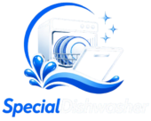SpecialDishwasher logo with a blue dishwasher and water splash