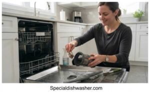 Homeowner cleaning dishwasher filter and spray arms